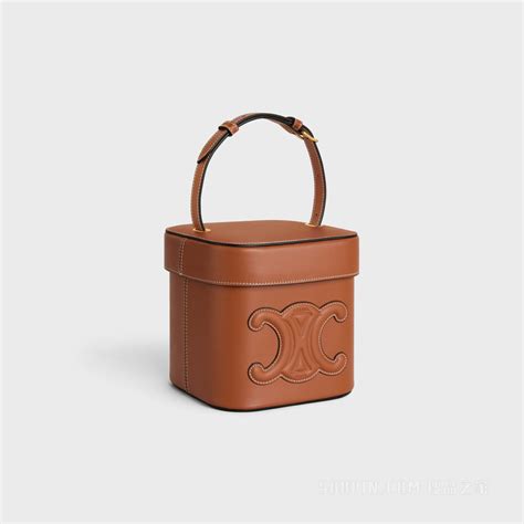 celine box 中 号|BOX中号TRIOMPHE标志印花牛皮革手袋.